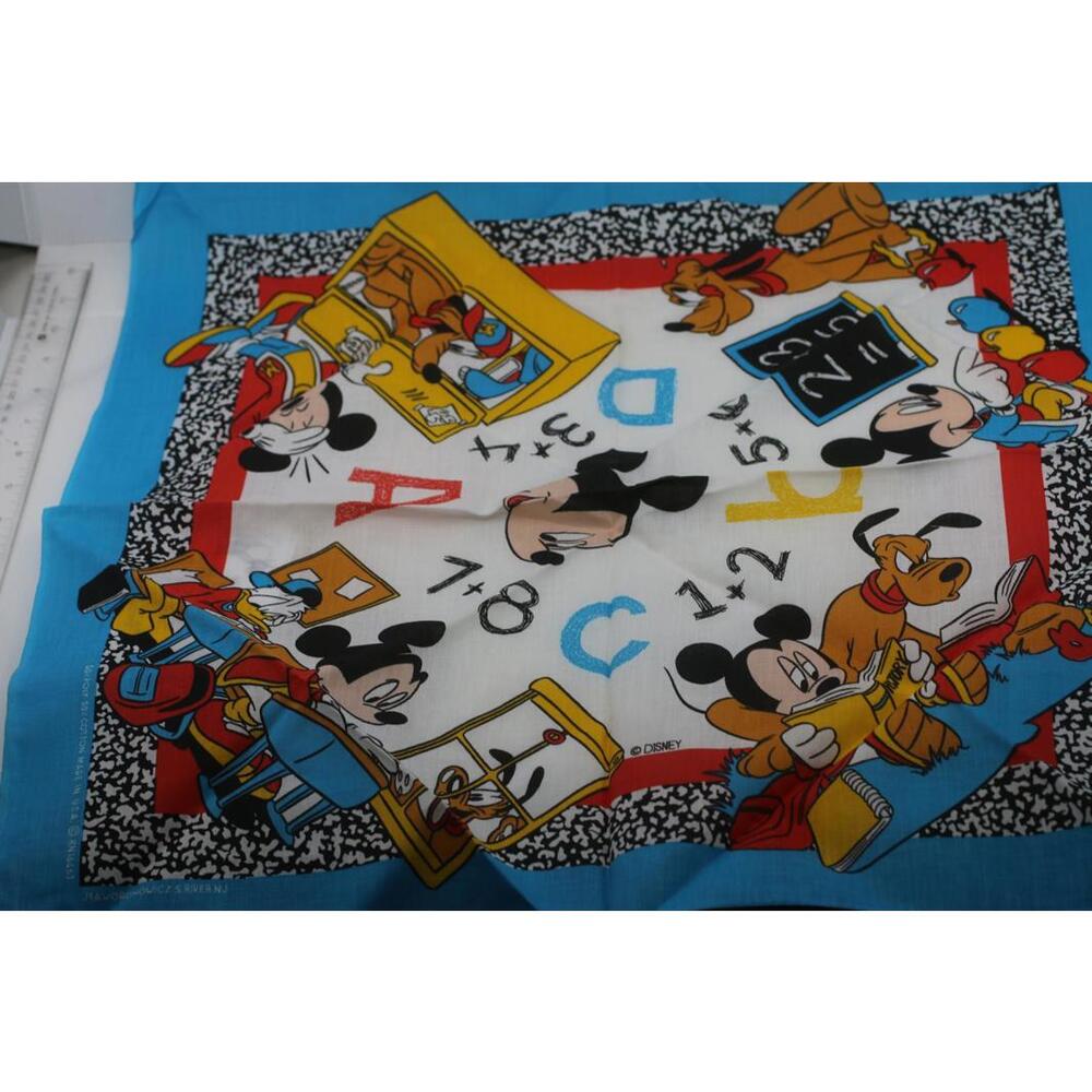 Vintage Disney Mickey Mouse & Pluto Bandana – Alphabet & Numbers – Made in USA